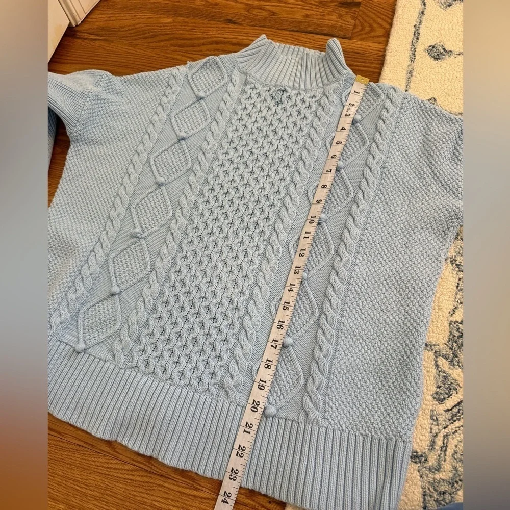 J.Crew Swingy Cable-knit Mockneck Sweater Light Blue Size Medium